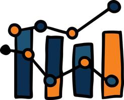 A graph with a line going up and a box with a number on it vector