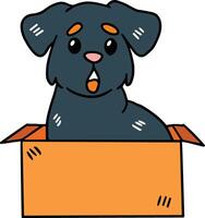 A dog is sitting in a box vector