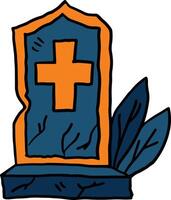 A cemetery gravestone with a cross on top of it vector