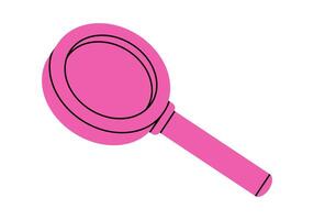 Hand drawn cute cartoon illustration magnifying glass. Flat searching optical tool sticker in doodle style. Discover or explore icon. Searching for opportunity. Data analysis. Isolated. vector