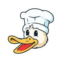 Pato cabeza con cocinero sombrero mascota vector
