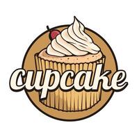 Cupcake logo drawing design template vector