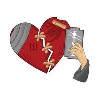 illustration of broken heart with bandage vector