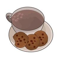 ilustración de café taza y galletas vector