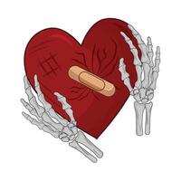 illustration of broken heart with bandage vector