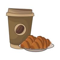 illustration of coffee cup and croissant vector