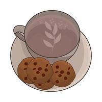 ilustración de café taza y galletas vector