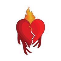 illustration of broken heart fire vector