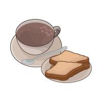 ilustración de café taza y un pan vector