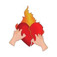 illustration of broken heart fire vector