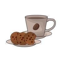 ilustración de café taza y galletas vector