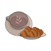 illustration of coffee cup and croissant vector