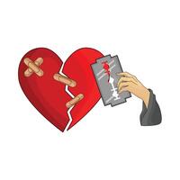 illustration of broken heart with bandage vector