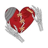 illustration of broken heart with bandage vector