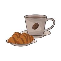 illustration of coffee cup and croissant vector