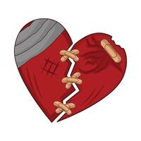 illustration of broken heart with bandage vector