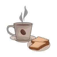 ilustración de café taza y un pan vector