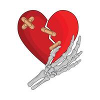 illustration of broken heart with bandage vector