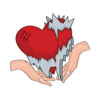 ilustración de roto corazón vector