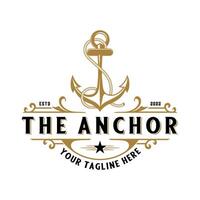 anchor vintage logo. hand drawn anchor marine design vector