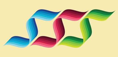 Multicolour Twisted 3D Ribbons With Light Goldenrod Background vector