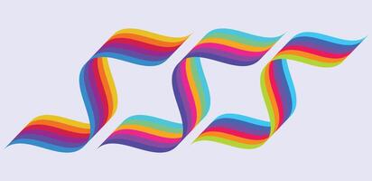 Multicolour Twisted 3D Ribbons With Pastel Lavender Background vector