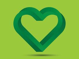 Green Colour Twisted 3D Heart Logo With Light Green Background vector