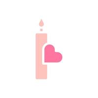 Candle love solid soft pink valentine illustration vector