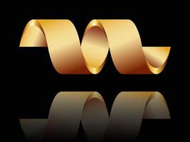 3D Golden Swirl Ribbon Effect With Black Background vector