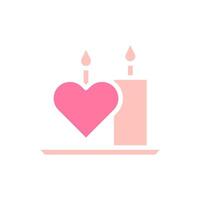 Candle love solid soft pink valentine illustration vector