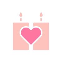 Candle love solid soft pink valentine illustration vector