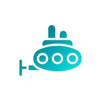 Submarine Element solid gradient soft blue military illustration vector