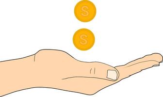 Hands holding coins vector