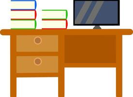 Office desk with computer vector