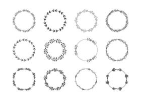 Laurels frames branches with circle borders collection vector