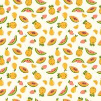 Handdrawn seamless pattern with summer fruits. vector