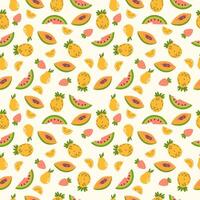 Handdrawn seamless pattern with summer fruits. vector