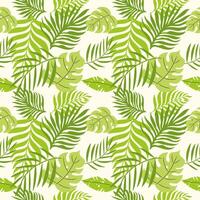 Handdrawn seamless pattern with palm leaves. vector