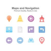 Creatively crafted maps and navigation icon set vector