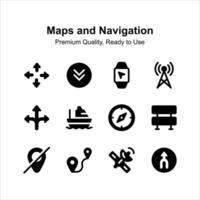 tomar un Mira a increíble mapas y navegación iconos, Listo a utilizar vector