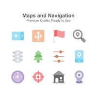 Pack of maps and navigation premium quality icons vector