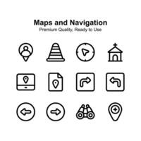 Creatively crafted maps and navigation icon set vector