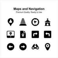 creativamente hecho a mano mapas y navegación icono conjunto vector