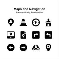 Creatively crafted maps and navigation icon set vector