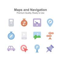 Well design maps and navigation icons up for premium use vector