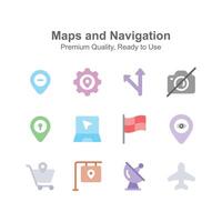 Check this premium quality maps and navigation icons set vector