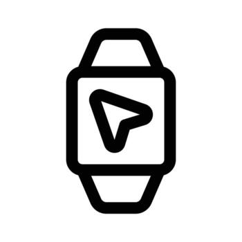 Navigation arrow inside smartwatch denoting concept icon of smartwatch vector