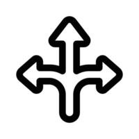 Tres camino dirección flecha firmar, la carretera firmar dirección icono, diseño vector