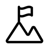 Mountain with location pin, of mountain location, hiking route icon vector