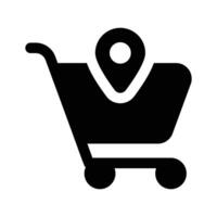 compras carro con mapa puntero denotando concepto icono de compras ubicación vector